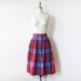 1970s skirt / vintage plaid skirt / red and purple full cotton skirt