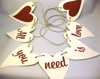 All You Need Is Love Banner Bunting Garland Eco-Friendly QueenBeeInspirations