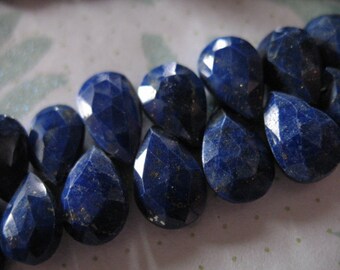 Shop Sale.. 3 pcs, LAPIS LAZULI Pear Briolettes Beads, Luxe AAA , 10-11 mm, Dark Navy Blue, tons of pyrite, september birthstone 89