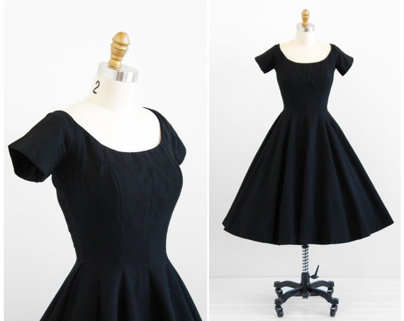 vintage 1950s dress / 50s black dress / Black by RococoVintage