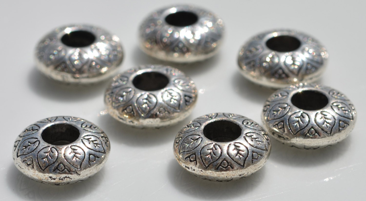 5 Silver 14mm Round Ring Beads BD431 from LorettasBeads on Etsy Studio