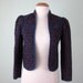 70s jacket / navy cotton calico quilted cropped fitted blazer (s - m)