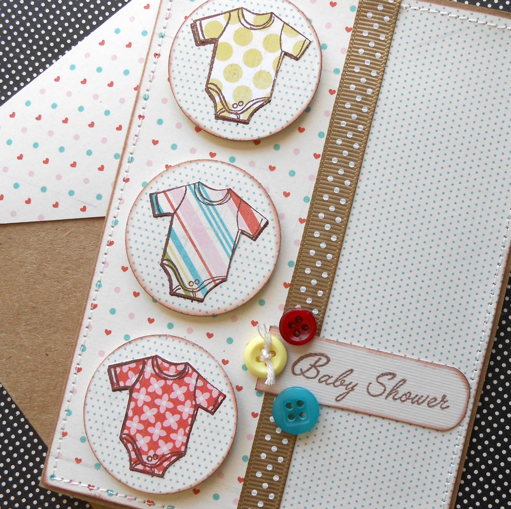 Baby Shower Card with Matching Embellished Envelope Onesies