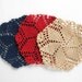 Americana Star Crocheted Coasters - Mug Mats - Glass Mats Dining Table Decor Country Decor - Set of Three - Red White and Blue Patriotic