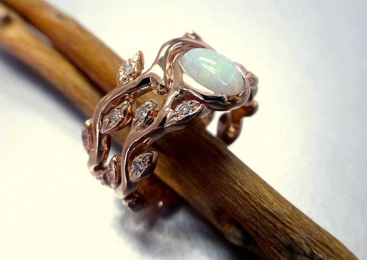 Opal diamond engagement rings