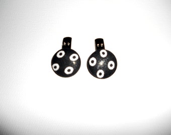 Black and White Polka Dot 7/8 Size Round Shoe Clips, Handmade Shoe Clips, Round Shoe Clips, Cover button Shoe Clips, Preppy Shoe Clips,