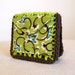 CLEARANCE 50% off, Kiwi green and chocolate brown small wallet, crocheted