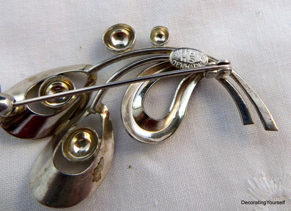 Modernist Sterling Silver Denmark Hermann Siersbol HS Brooch