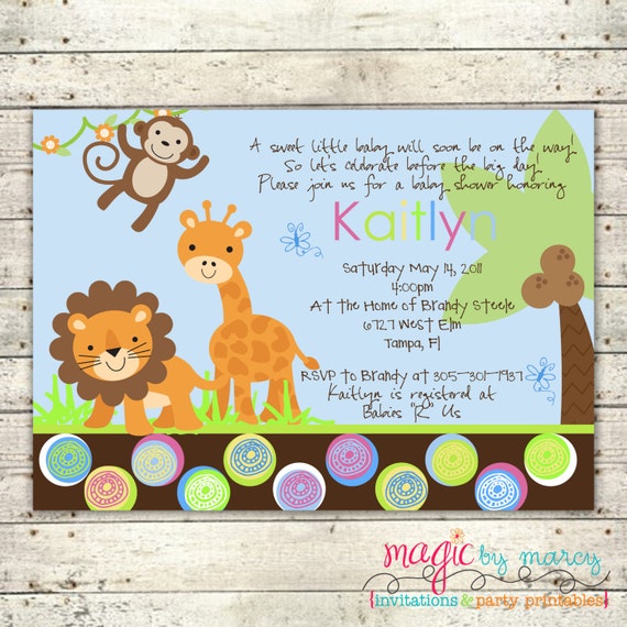 theme download shower baby jungle Themed by Printable Baby Invitations Jungle MagicbyMarcy Shower