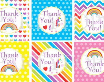 Digital Bright Owl Party Thank You Tag 2 circles Owl by PartyPops