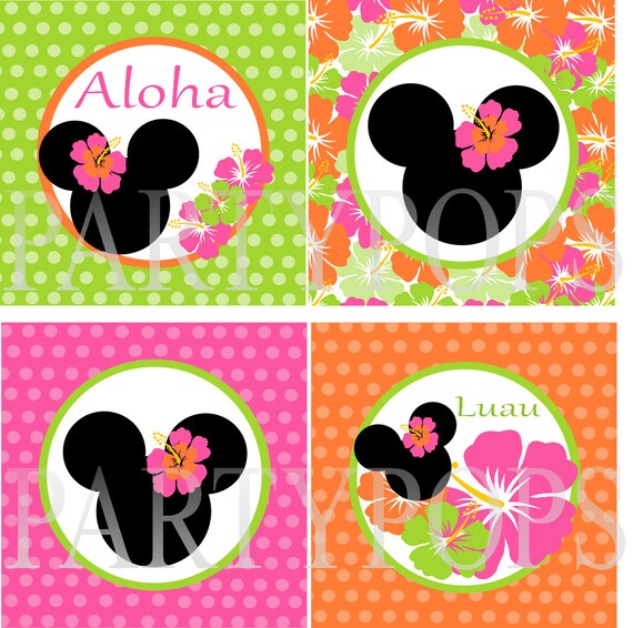 Items similar to Digital Minnie Mouse Luau Party Printable, Minnie ...