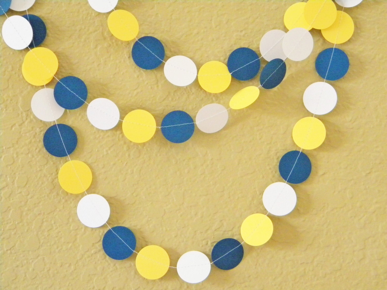 Royal Blue Yellow White Paper Circle Garland Royal by TheKraftRoom