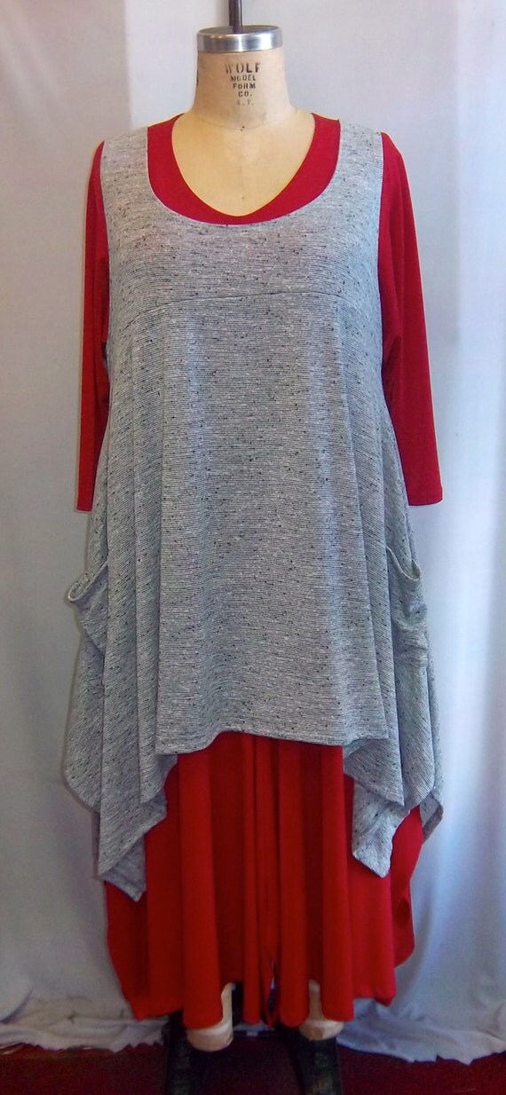 Coco and Juan Plus Size Top Lagenlook Layering Tunic Top Gray