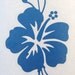 Pretty hibiscus flower decal in metallic electric blue