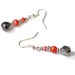 Red and Black Magnetic Hematite Earrings, Health Jewelry, Short Dangle, French Ear Wires