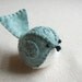 Embroidered Wool Felt Bird in Heathered Teal