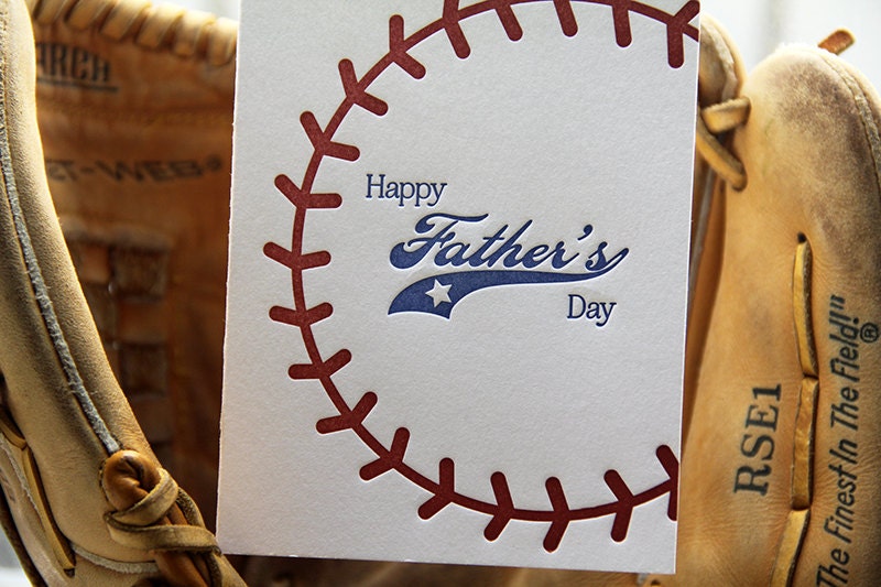 Letterpress Baseball Father's Day Card Sports Stitching