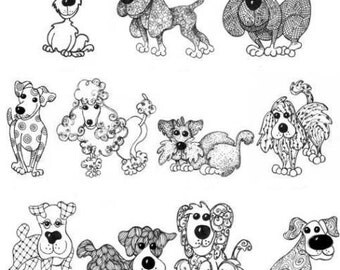 Sophisticated Dogs embroidered quilt blocks
