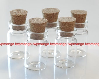 20pc 0.5ml Glass Bottles Vials with Corks... 0.5ml...10x18mm...Mini Bottles 0.5ml-20