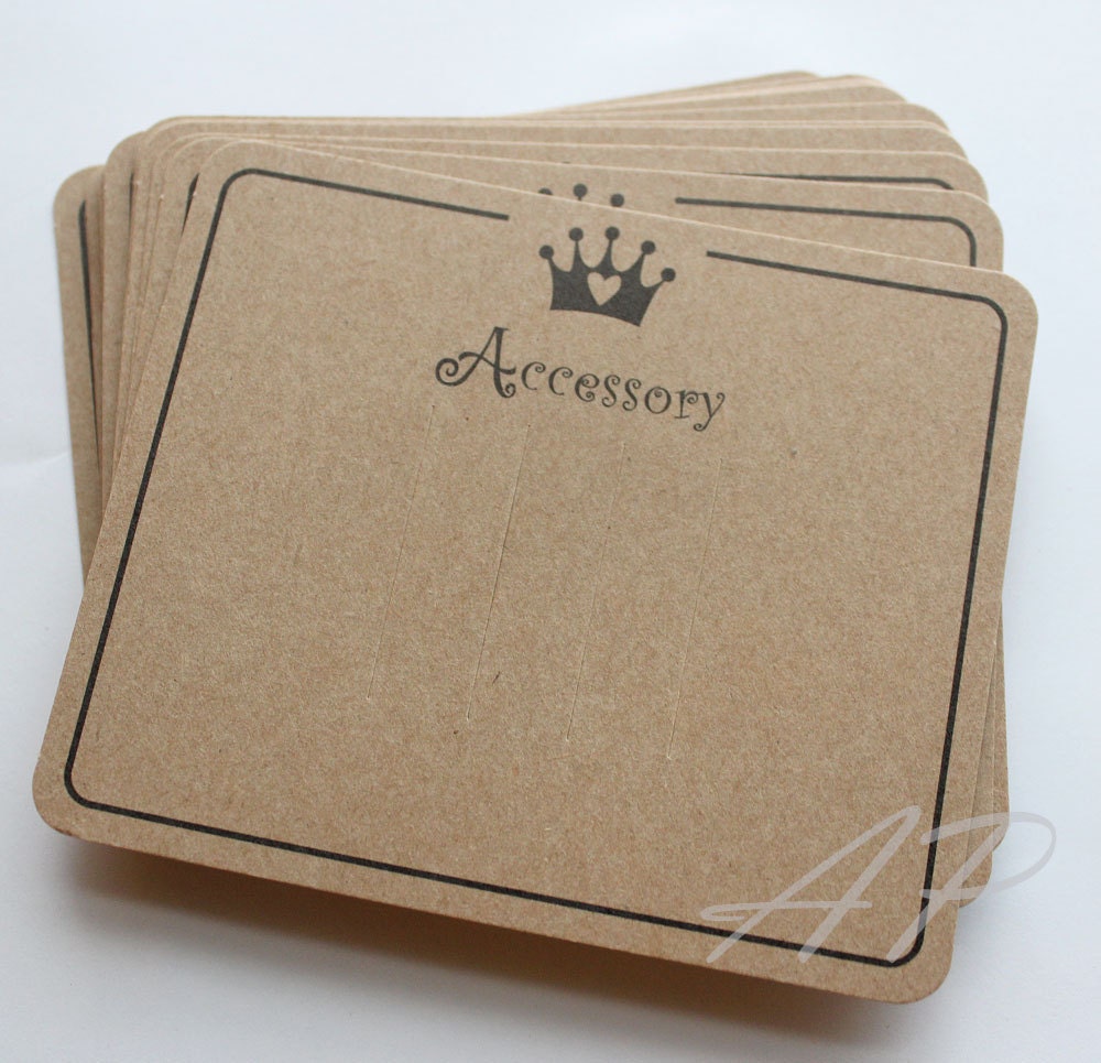 50 pcs of Imprint Hair Clip Display Card in Brown Kraft Paper