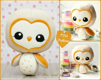 PDF. Barn owl. Softie Pattern, Soft felt Toy Pattern.