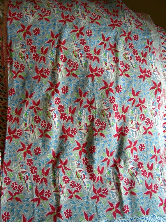 Vintage 3040's Cotton Feedsack Fabric ADORABLE Novelty