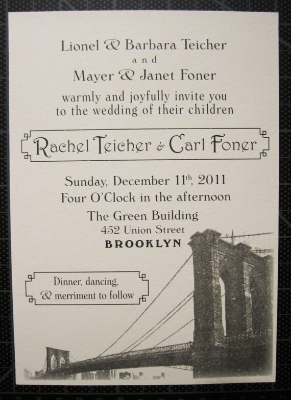 Brooklyn Themed Wedding Invitations 2