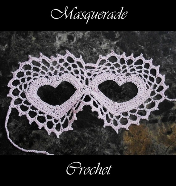 mask pattern lace crochet Fantasy Lace Masquerade PDF Costume Hearts Pattern Crochet Two Mask