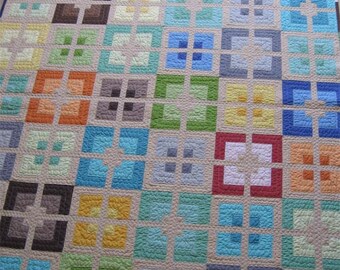 Urban Delight Modern quilt pattern - quick and easy geometric quilt pattern- colorful patchwork quilt