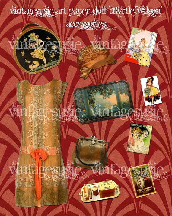 F Scott Fitzgerald GREAT GATSBY Art Paper Doll Collage Sheet