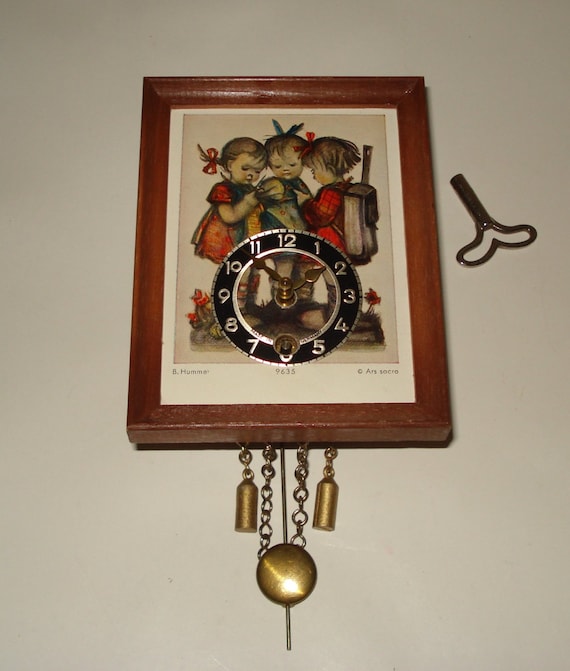 Vintage West Germany B. Hummel Clock with Key and Pendant Ars
