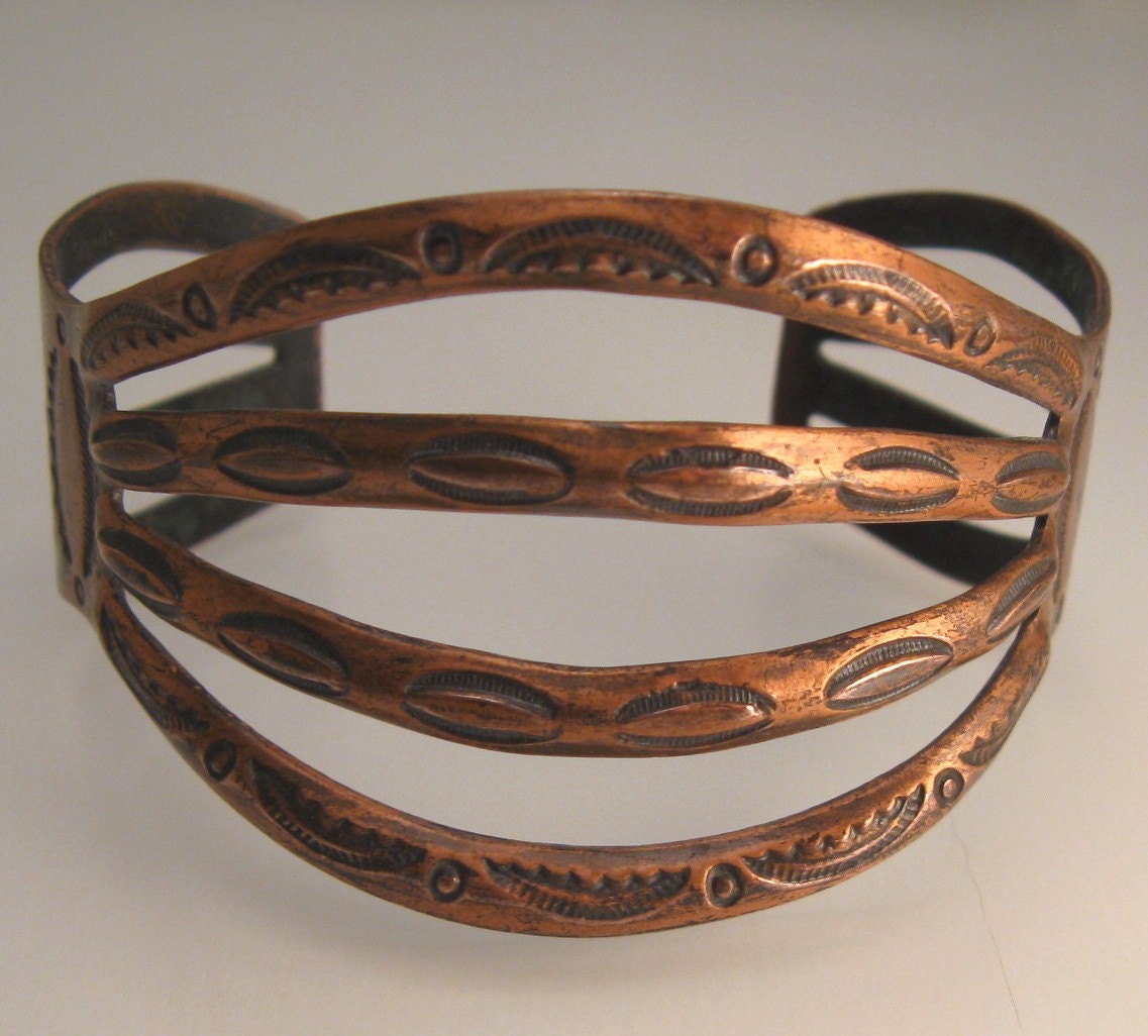 Wide Copper Bracelet Indian Designs Bell