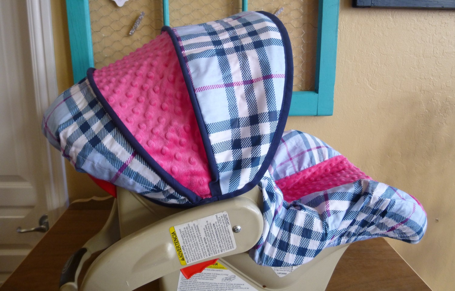 Ships Today Navy Hot Pink Infant Car Seat Cover Burberry Ships Today Navy Hot Pink Infant Car Seat Cover Burberry