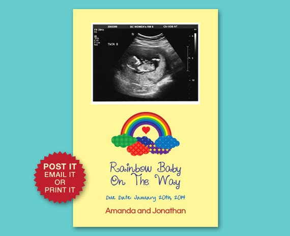 Items similar to Rainbow Baby Photo Pregnancy Announcement (Digital) on