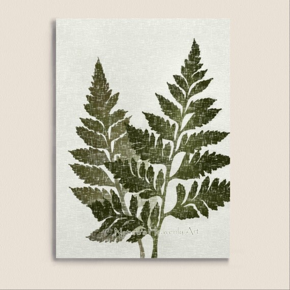 Green Fern Art 5 x 7 Print Vintage Style Natural Wall Decor