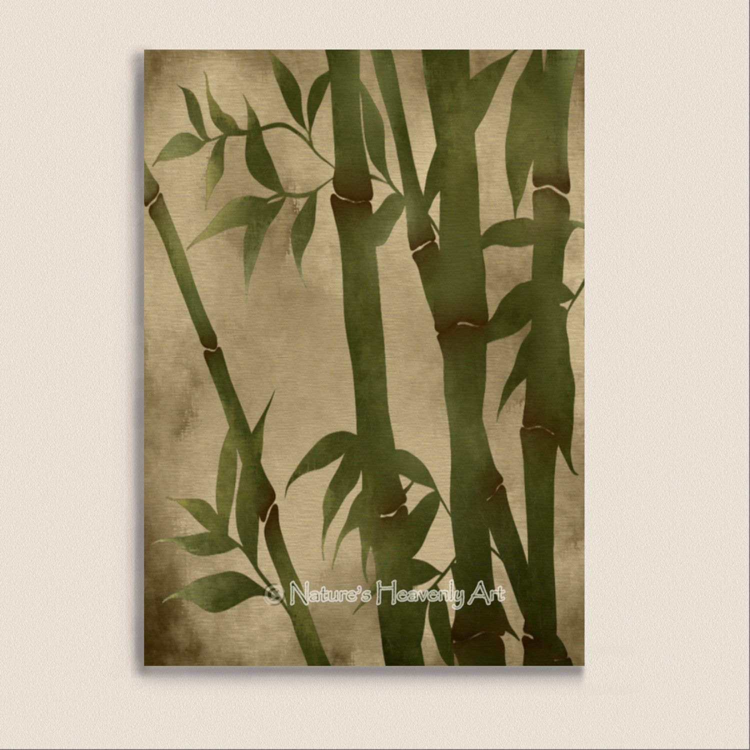 Japanese Green Grass Bamboo Wall Art Nature Print 5 x 7