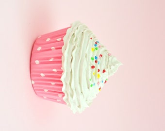 BABY GIRL PHOTO prop cupcake - fake cupcake for photography session shoot props girl first birthday pictures cupcake white icing