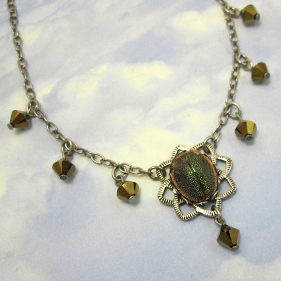 Vintage Scarab Necklace 1920s Egyptian by NicolettesJewelry