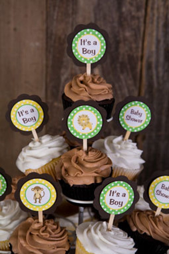 Items similar to King of the Jungle Cupcake Toppers Baby ...