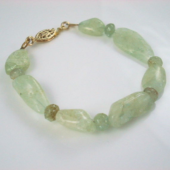 Aquamarine Bracelet Green Aquamarine Nuggets by JewelryByJacoby