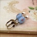 Blue Floral Earrings with Antiqued Brass Lever Backs - English Country Cottage Garden Bess