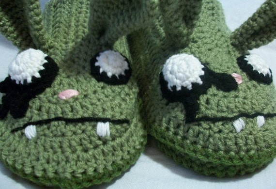 Zombie Bunny Slippers Crochet Pattern