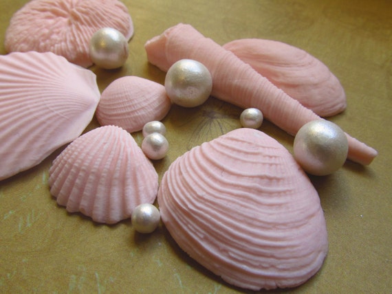 Fondant Seashells And Pearl Cake Topper Or By TWOSWEETCAKES