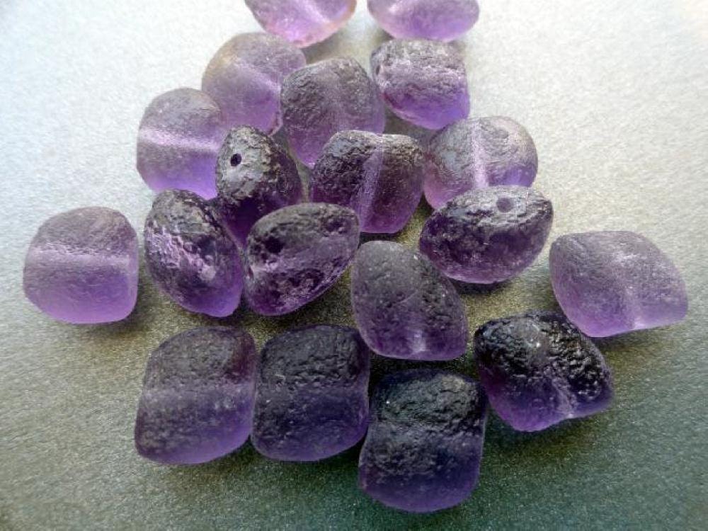 Purple Lava Rock Pillow Beads Premium Czech Glass Beads
