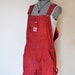 Red Bib OVERALLS - Hand Dyed Red Lee Denim Overall Shorts - Boho Rocker Hipster - Size Large (38 waist)