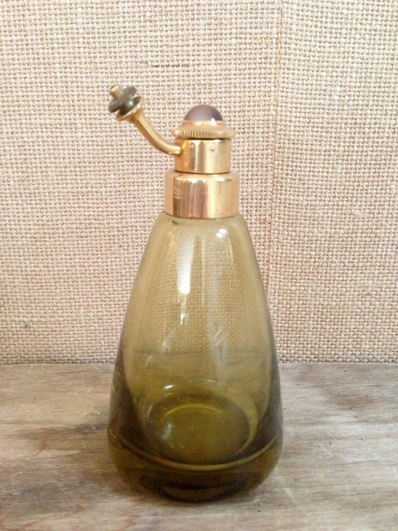 Vintage Green Glass Atomizer Perfume Bottle 1873