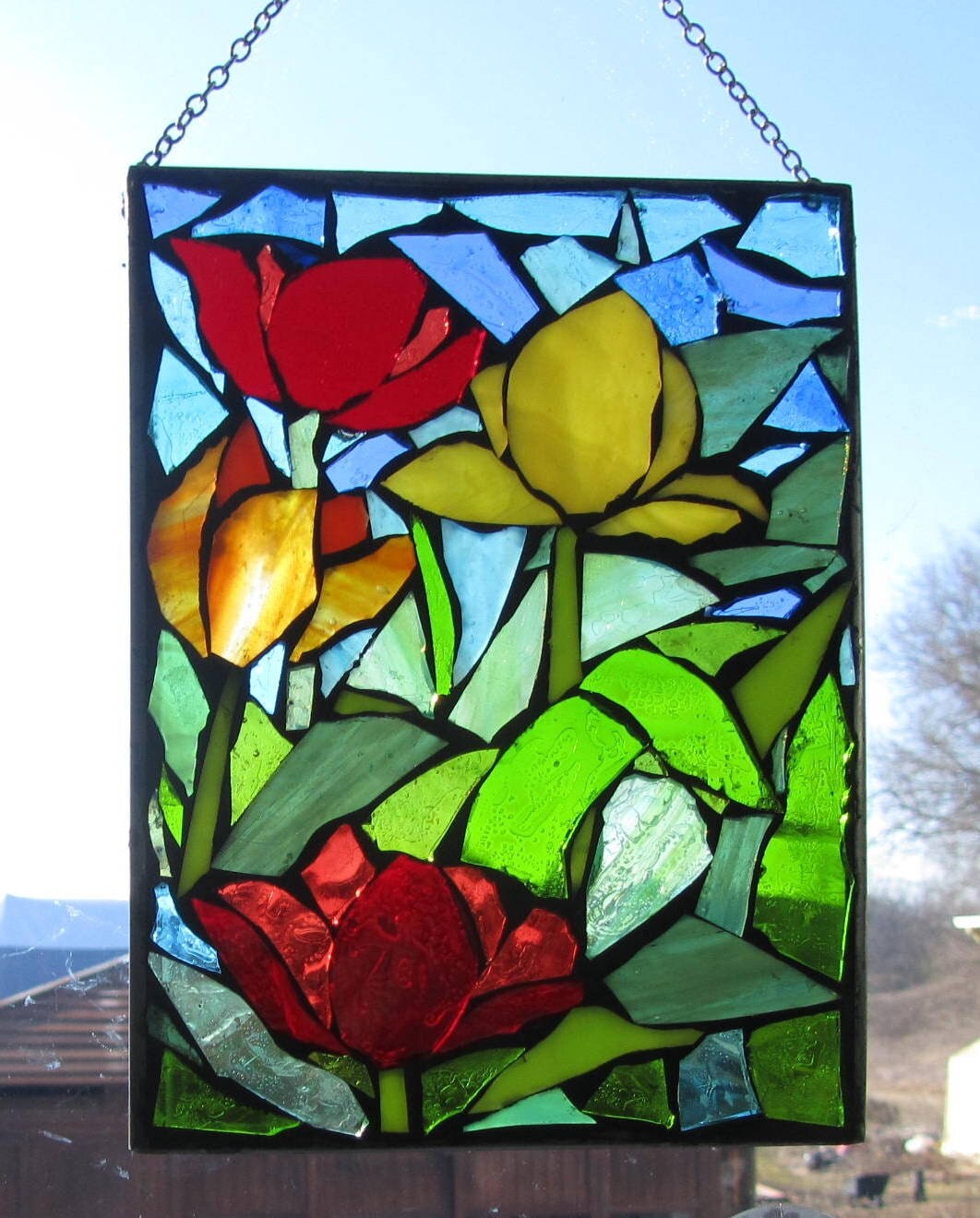 Tulips Harbingers Of Spring Stained Glass Mosaic Wall Art 8512