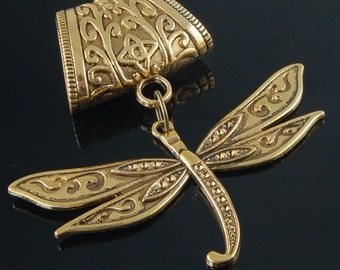 Scarf Pendant - Gold Dragonfly Flight Scarf Jewelry