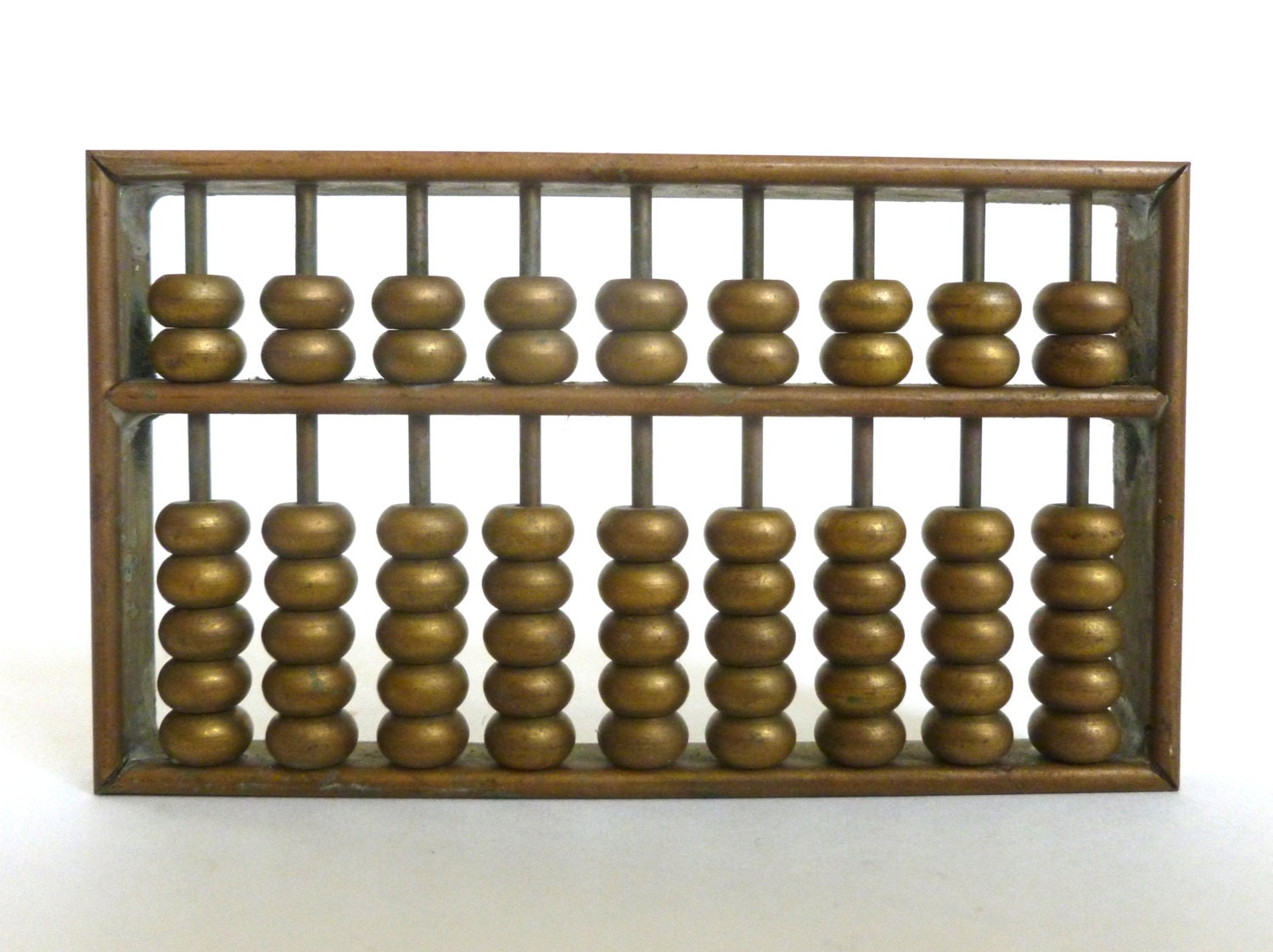 Vintage Brass Metal Abacus Math Teaching Learning Calculator