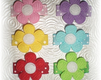 Baby Hair Clips, Flower Hair Clip, Baby Hair Snap Clip Set of 6...Hair Bows that STAY in Fine or Thin Hair